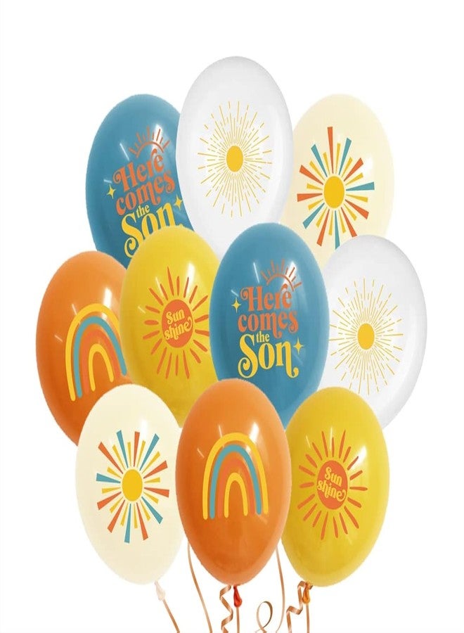Dydamud Here Comes The Son Baby Shower Decorations,35pcs Boho First Trip Around The Sun Balloon,Sunshine Party Retro Latex Balloons for You are My Sunshine Baby Shower Decoration Supplies - Image 1